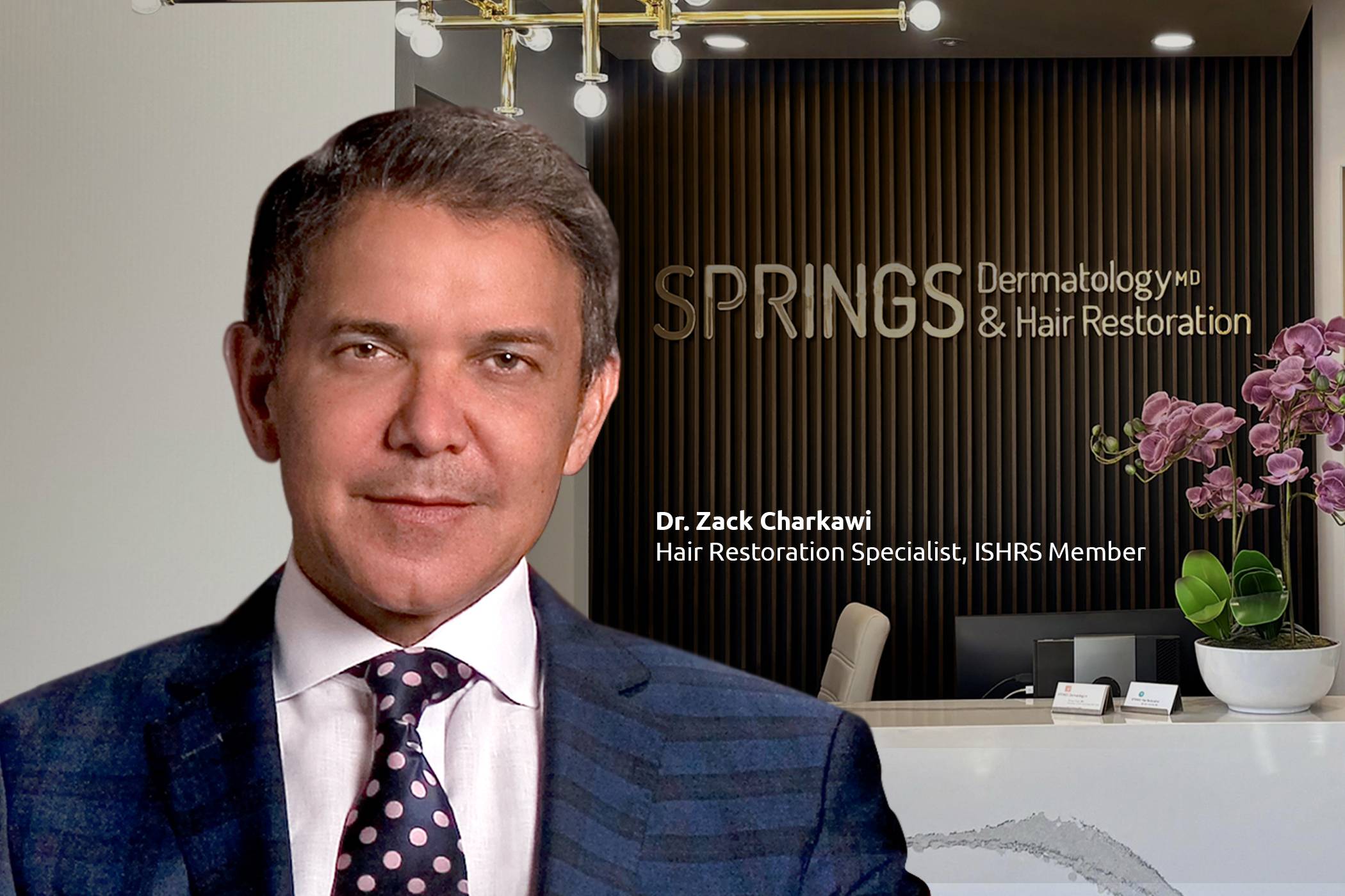A confident man with a full head of styled, short hair representing successful hair restoration and transplants at Springs Hair Restoration.