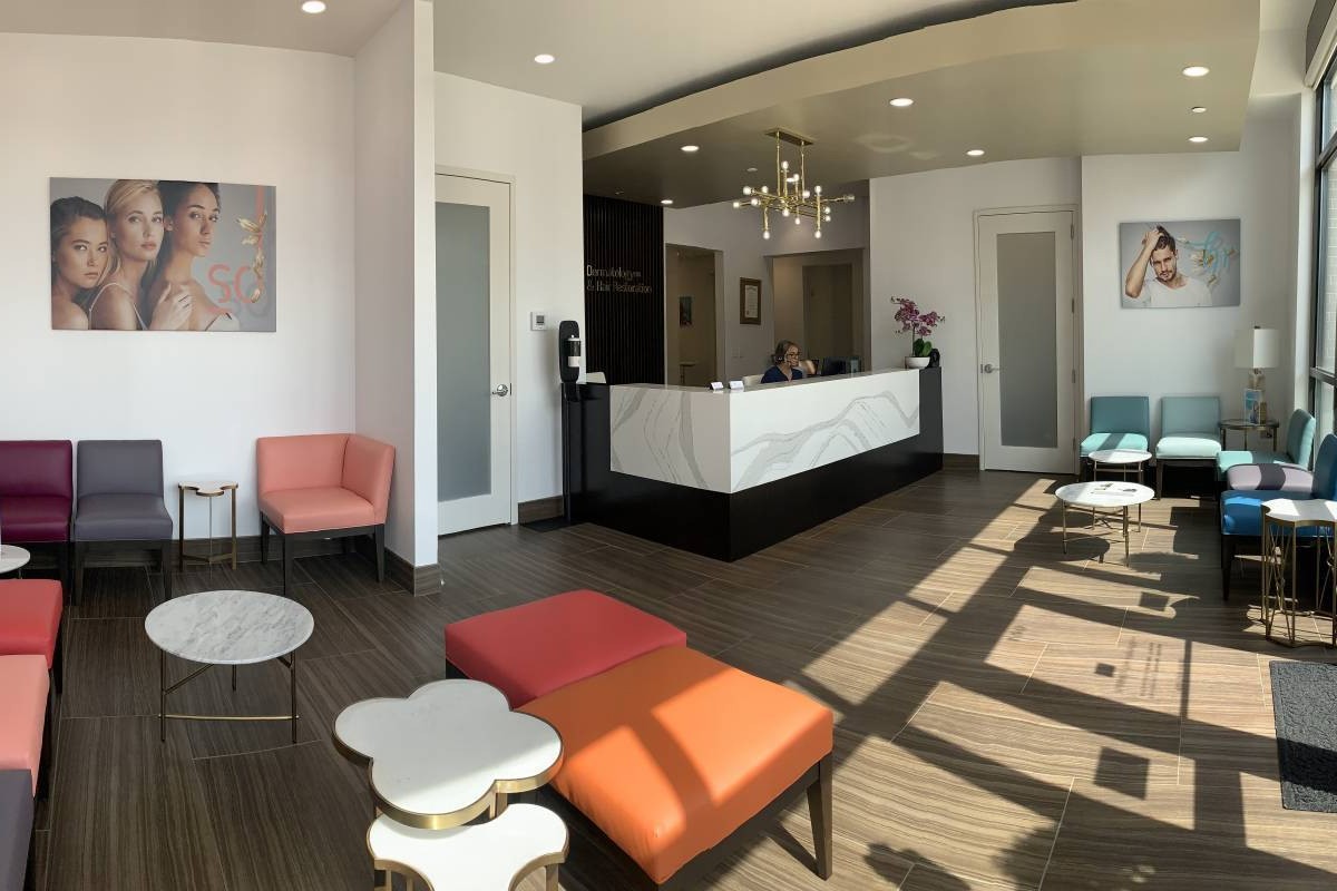 Springs Hair Restoration reception area in Sandy Springs, GA.